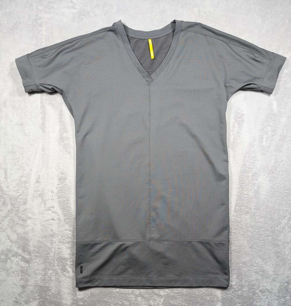 Lole Athletic Tee Shirt Dress Women Size Large Gray Stretch V Neck Casual Lounge
